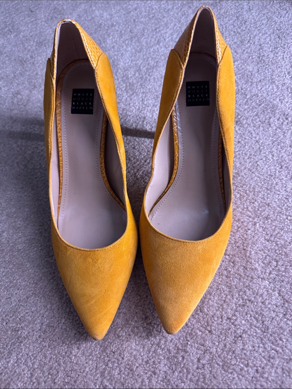 White House Black Market Yellow Suede Pointed-Toe Pumps